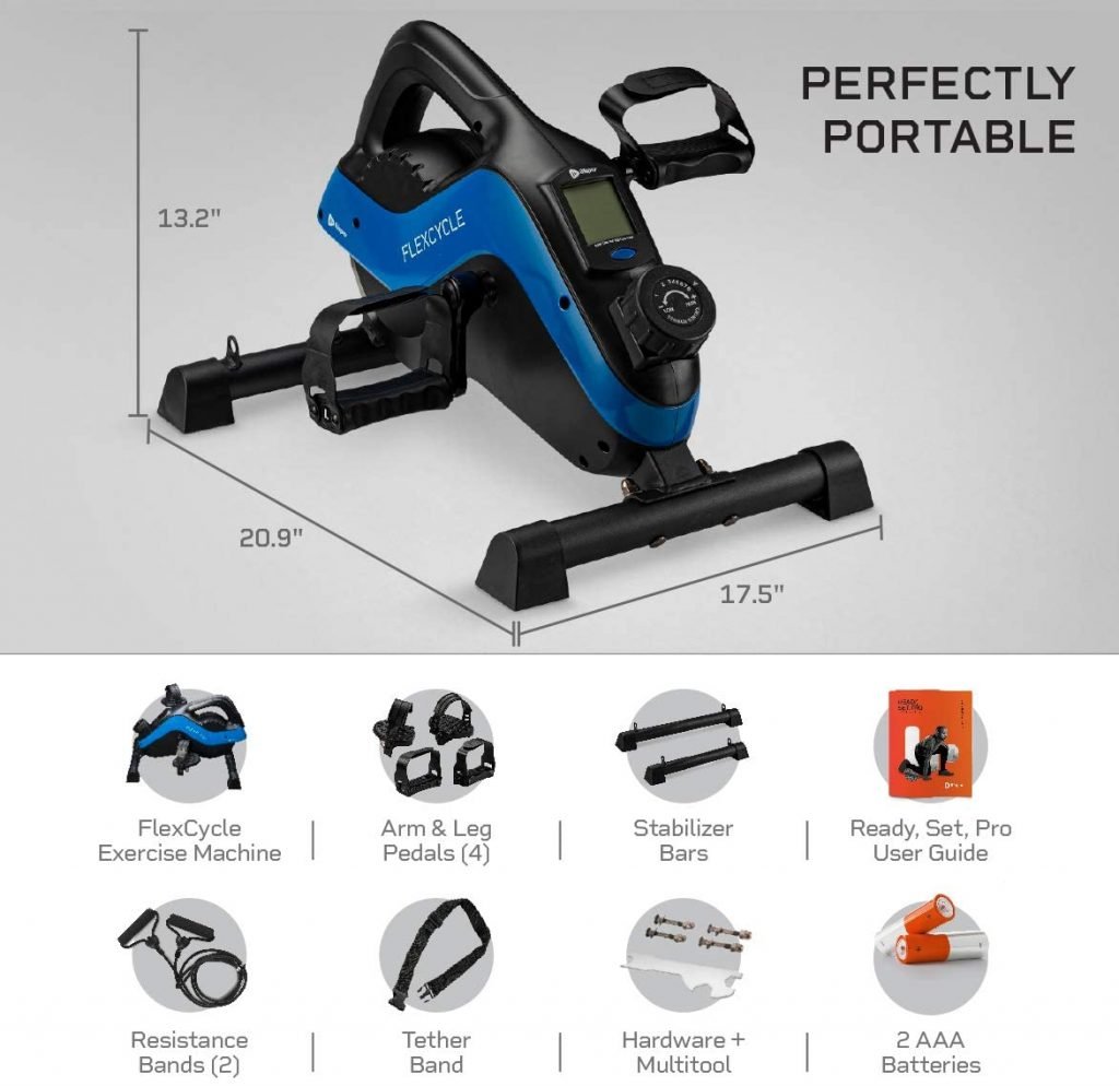 Under Desk Bike Pedal Exerciser - FlexCycle Exercise Bike Stationary Magnetic Cycle with LCD Monitor
